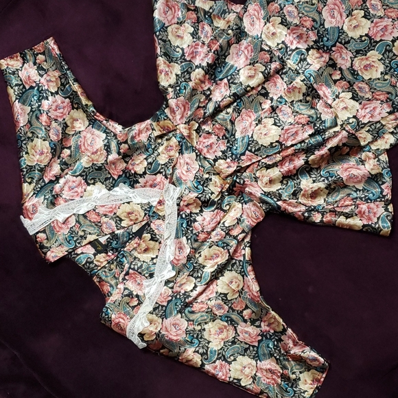 RARE!! Vintage Floral & Lace Peplum V Neck Pencil Skirt Formal Mini Midi Dress - Picture 2 of 11